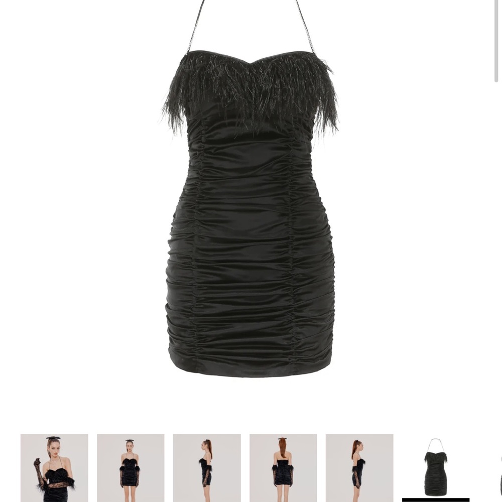 Nana Jacqueline Black Ruched Bodycon Mini Dress